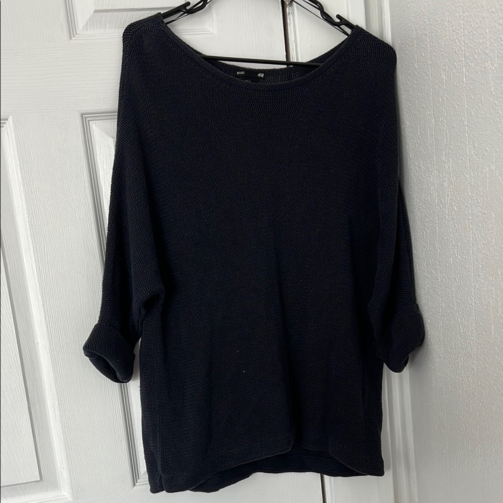 Women's Navy Blue H&M Oversized Knit Basic Sweater